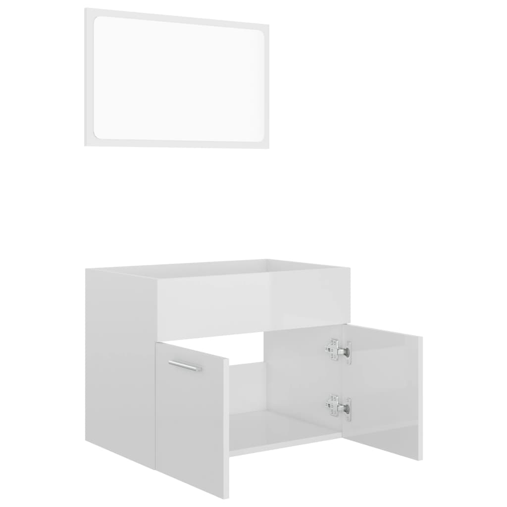 vidaXL Set muebles de baño 2 piezas madera contrachapada blanco brillo