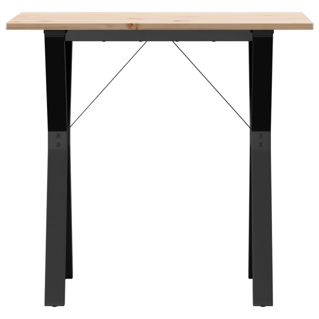 vidaXL Mesa de comedor marco Y madera maciza pino y hierro 80x50x75 cm