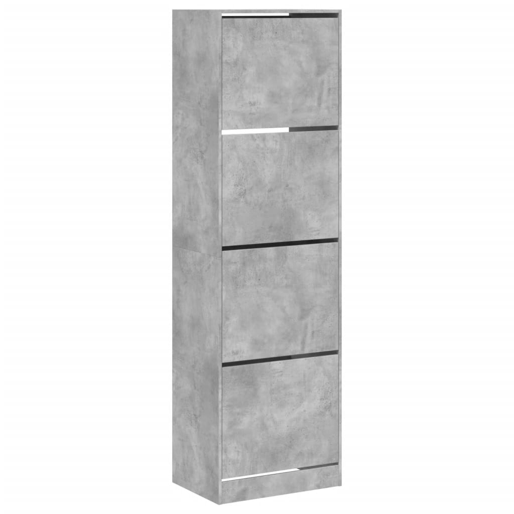 vidaXL Mueble zapatero 4 cajones abatibles gris hormigón 60x42x204 cm