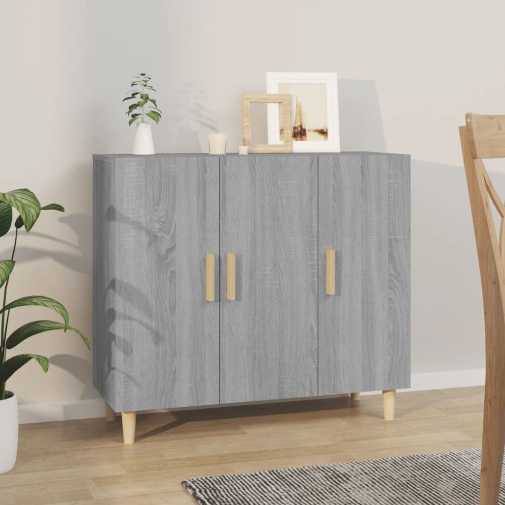 vidaXL Aparador de madera de ingeniería gris Sonoma 90x34x80 cm