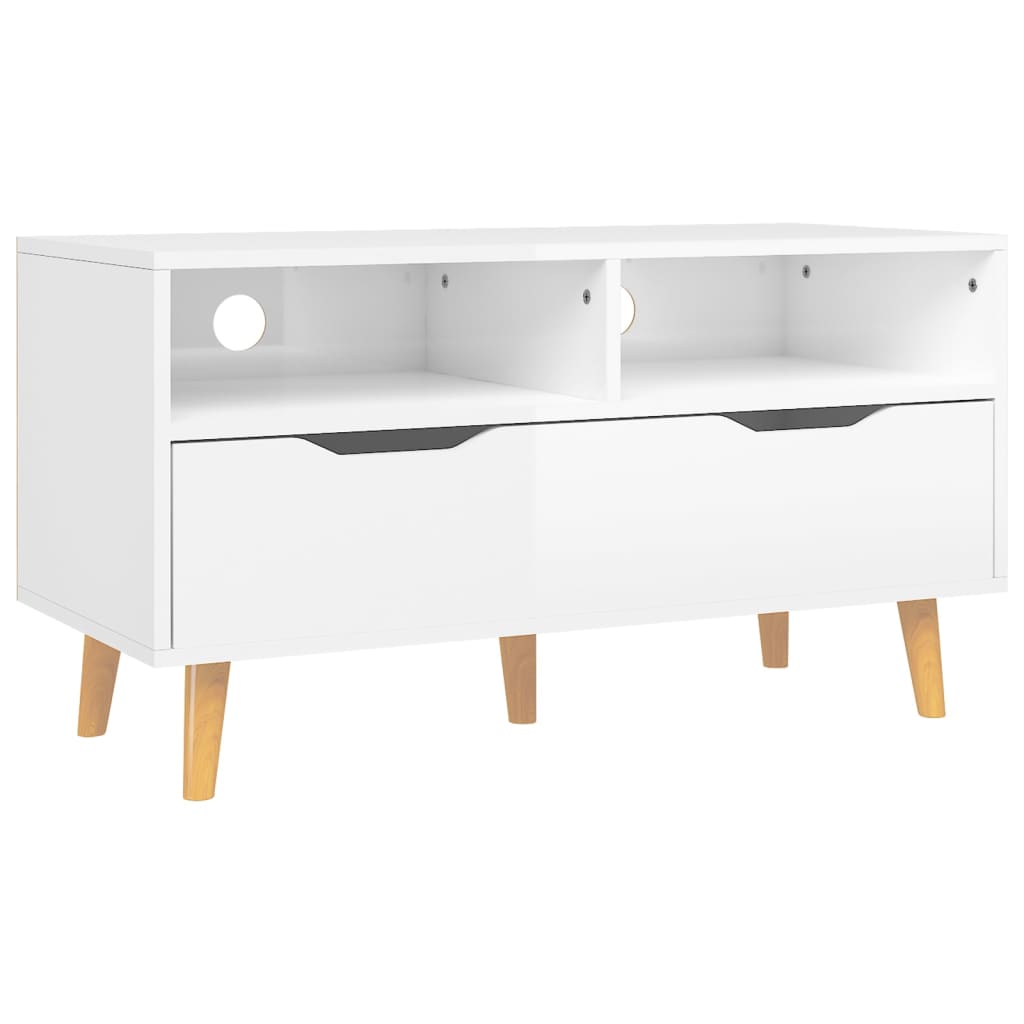 vidaXL Mueble de TV madera de ingeniería blanco brillo 90x40x48,5 cm