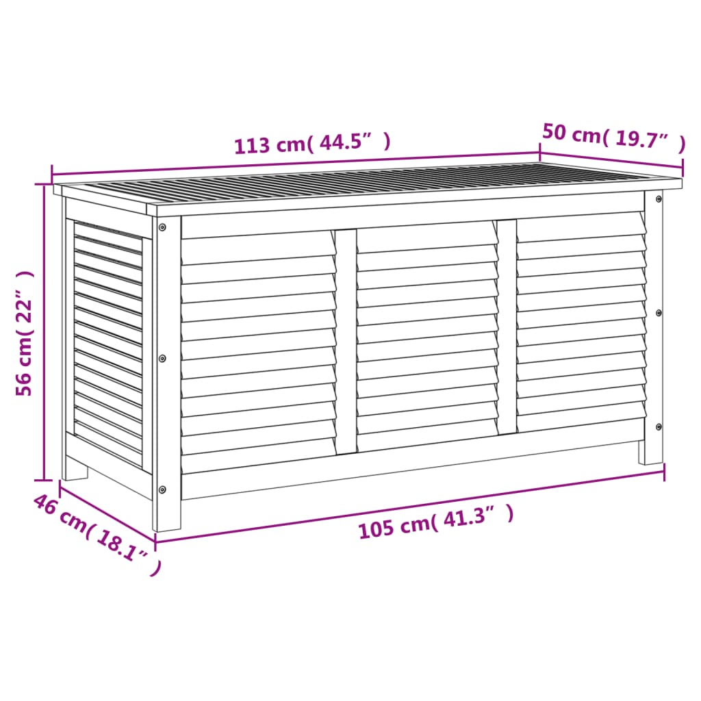 vidaXL Caja de almacenaje de jardín madera maciza acacia 113x50x56 cm