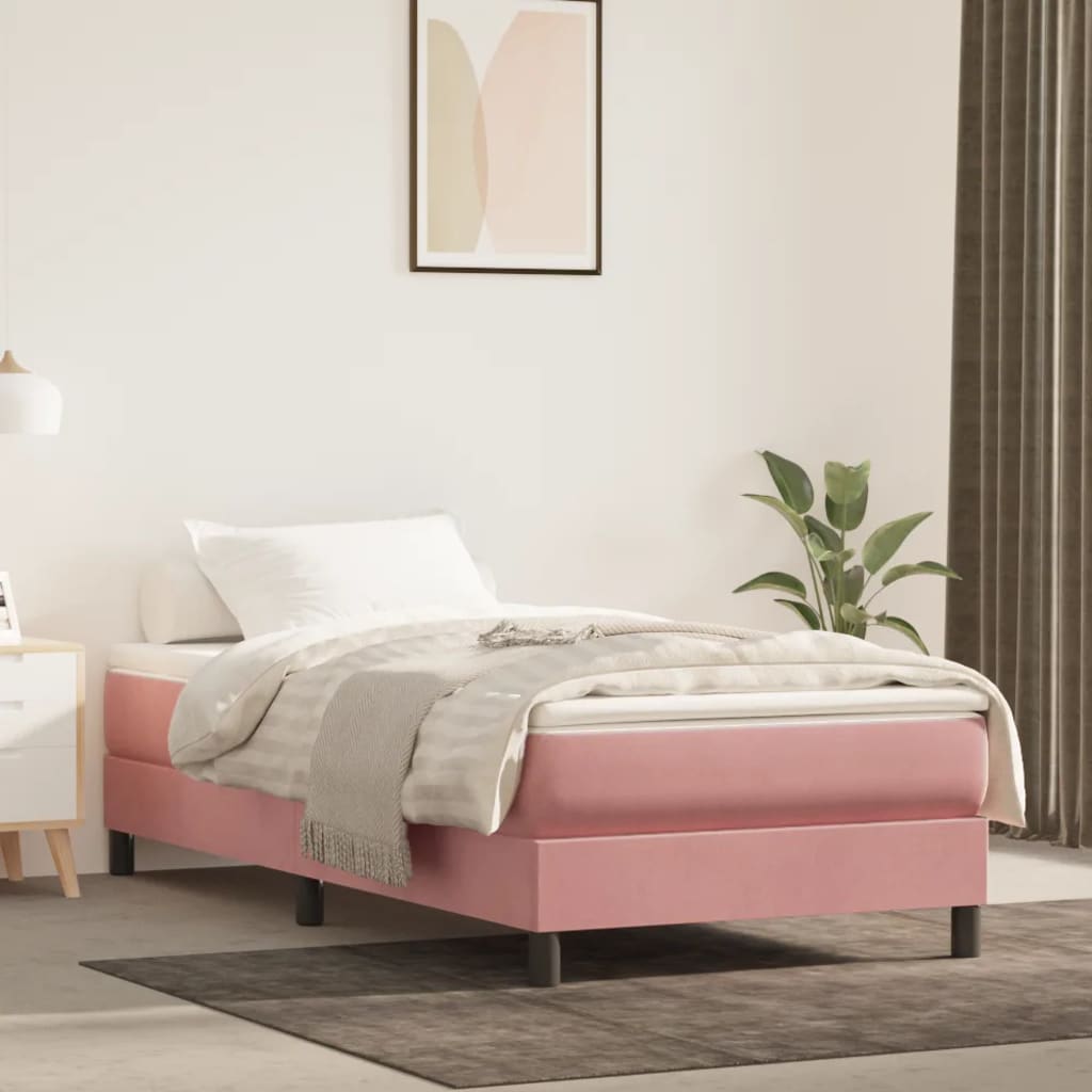 vidaXL Estructura de cama de terciopelo rosa 90x200 cm