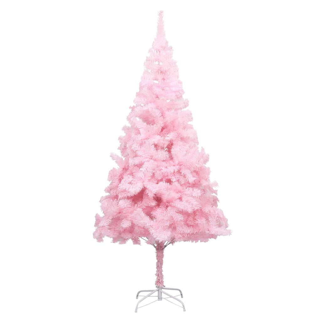 vidaXL Árbol de Navidad preiluminado con luces y bolas rosa 240 cm