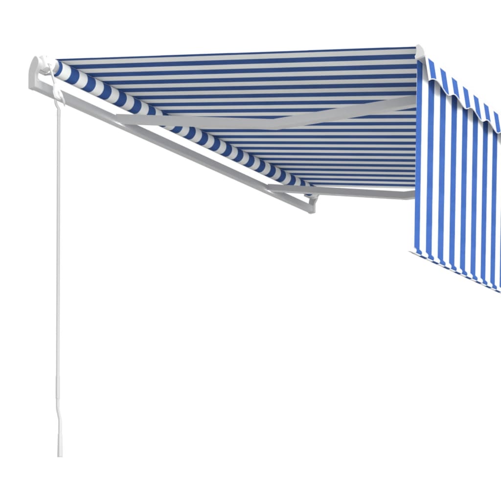 vidaXL Toldo automático retráctil con persiana azul y blanco 4,5x3 m