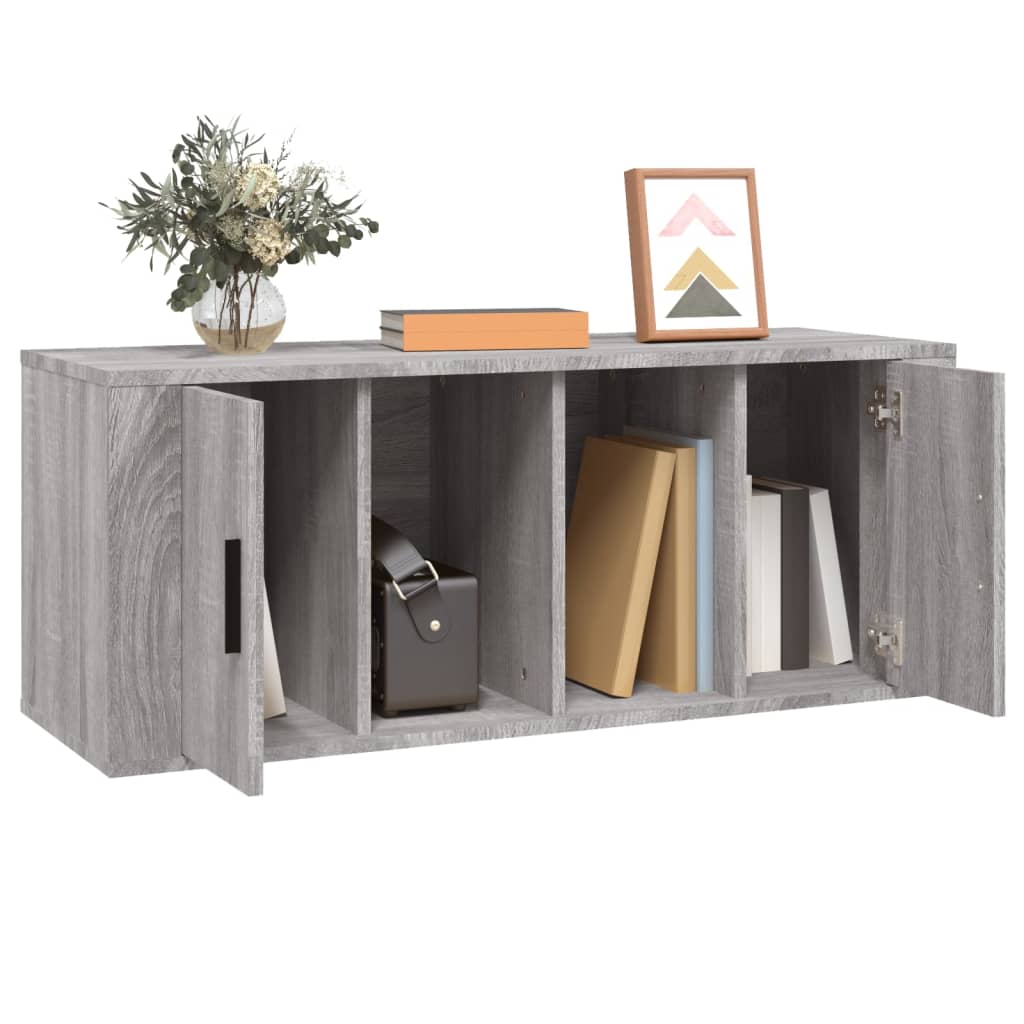 vidaXL Mueble de TV madera contrachapada gris Sonoma 100x35x40 cm