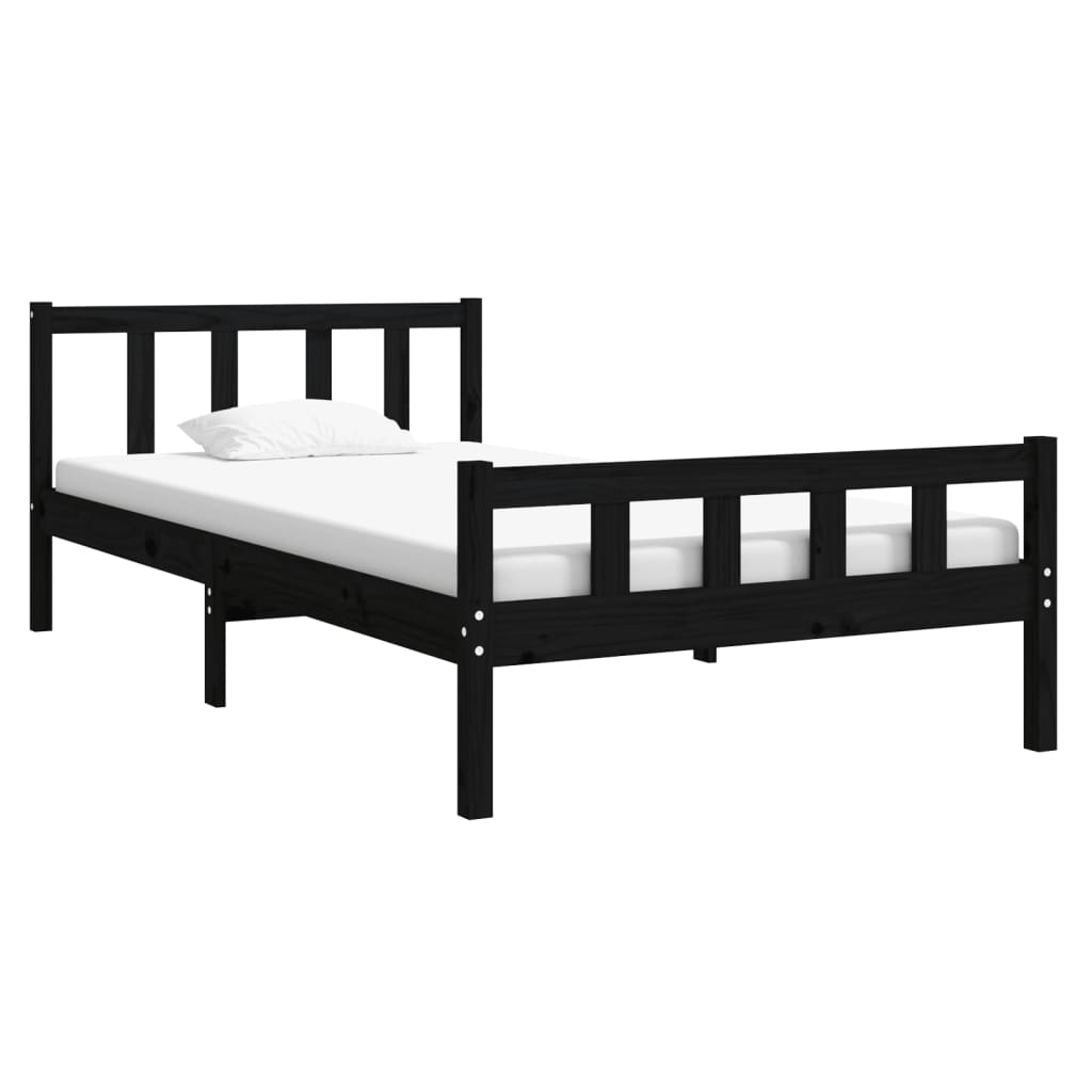 vidaXL Estructura de cama madera maciza negra 100x200 cm