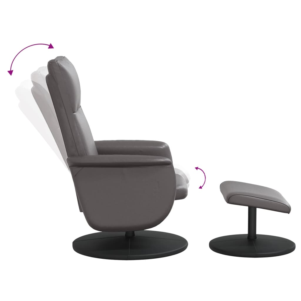 vidaXL Sillón reclinable con reposapiés cuero sintético gris