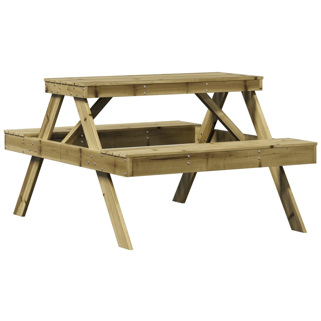 vidaXL Mesa de pícnic madera maciza de pino blanco 105x134x75 cm