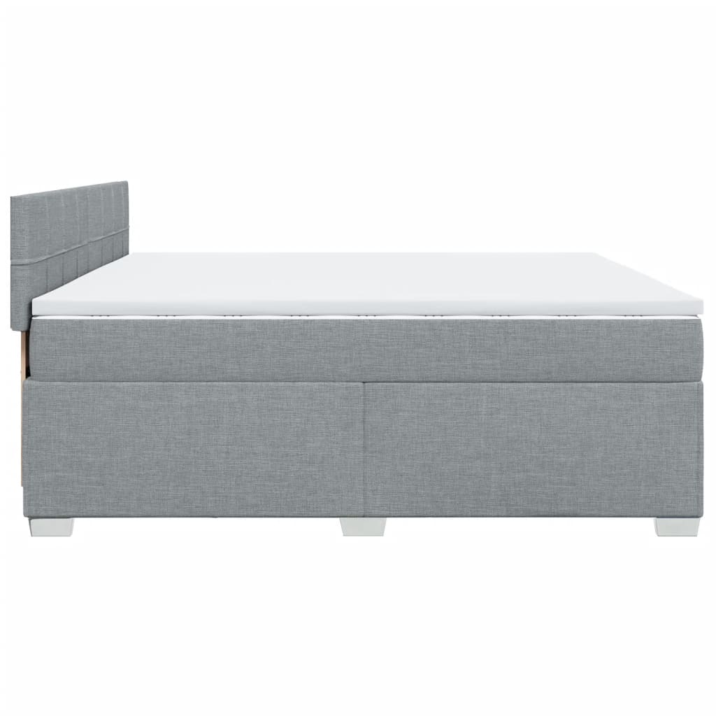 vidaXL Cama box spring con colchón tela gris claro 200x200 cm