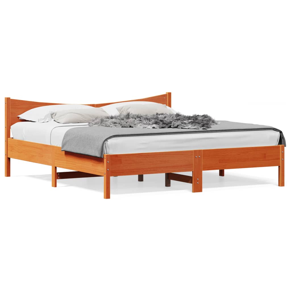 vidaXL Estructura cama con cabecero madera pino marrón cera 180x200 cm