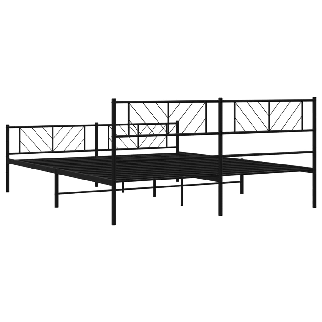 vidaXL Estructura cama sin colchón con estribo metal negro 193x203 cm