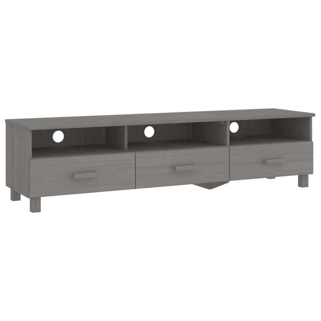 vidaXL Mueble de TV HAMAR madera maciza de pino gris claro 158x40x40