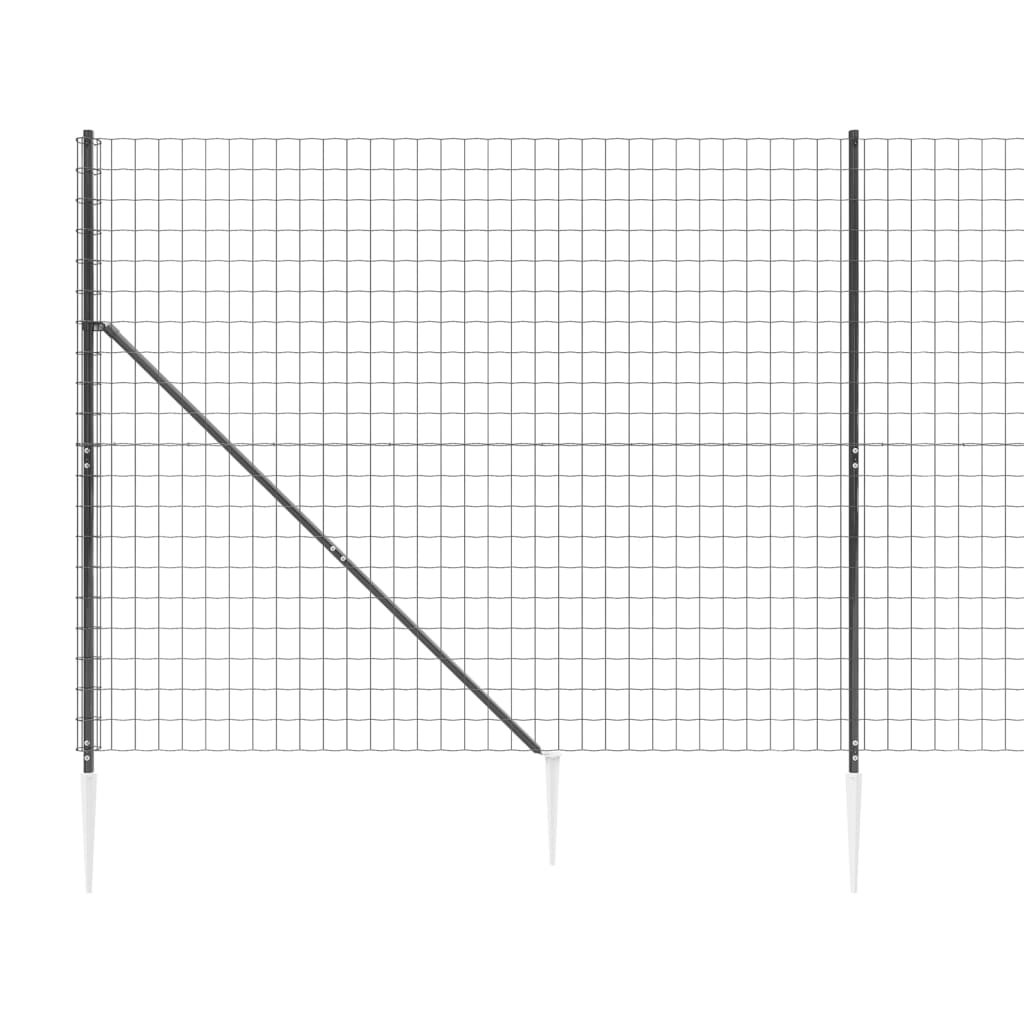 vidaXL Cerca de alambre con pinchos de anclaje gris antracita 1,4x25 m