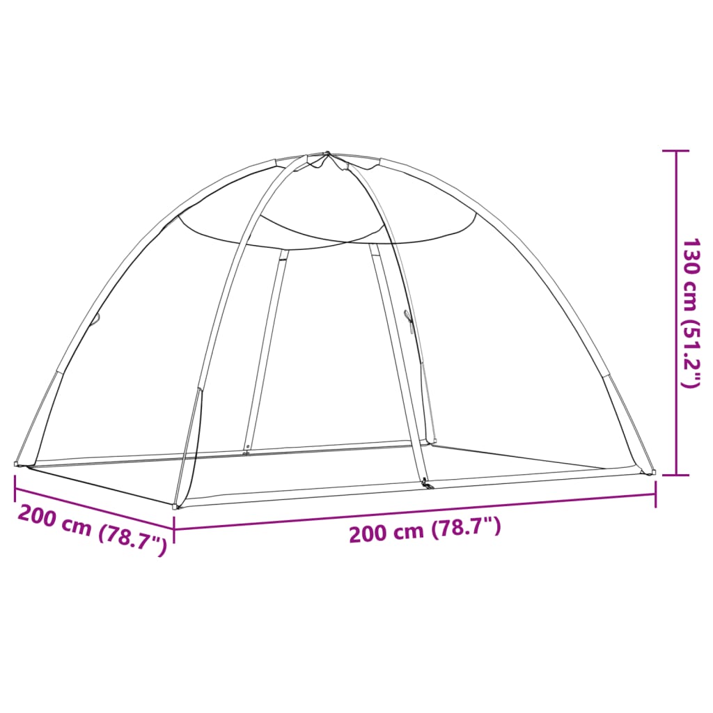 vidaXL Mosquitera con puertas Mongolia 220 malla negra 200x200x135 cm