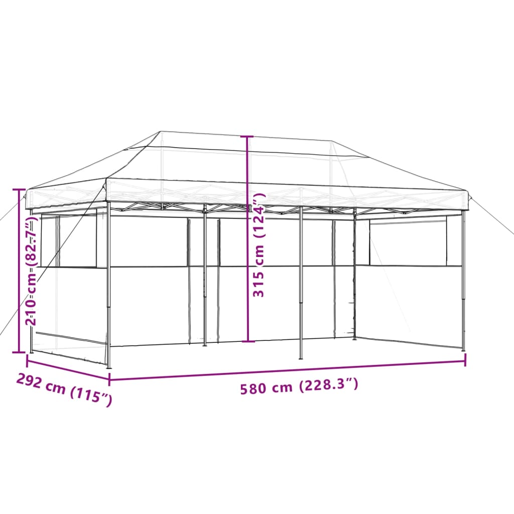 vidaXL Tienda de fiesta plegable Pop-Up con 3 paredes laterales taupe