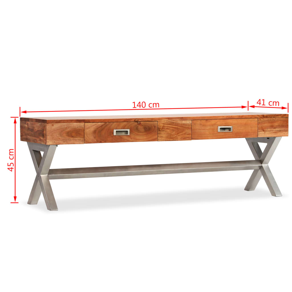 vidaXL Mueble de TV con cajones madera maciza de acacia 140 cm