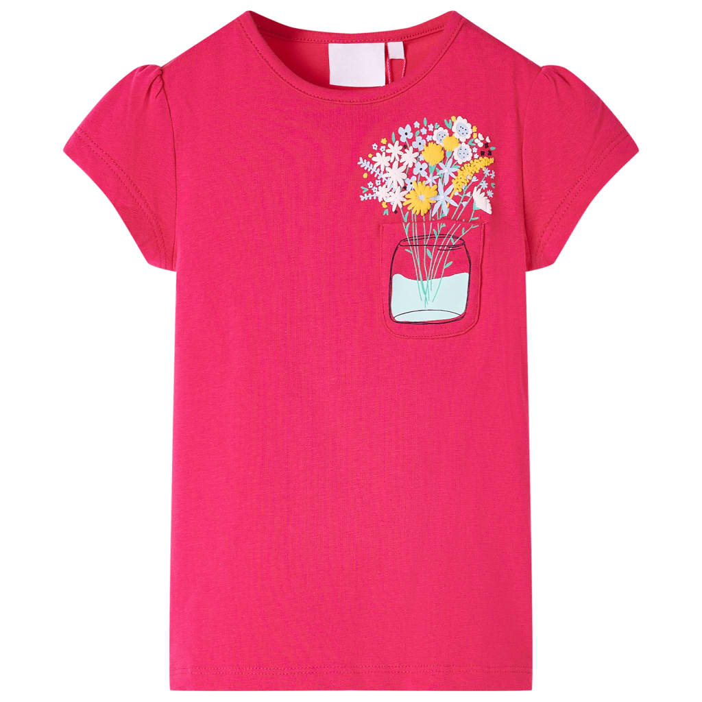 Camiseta infantil rosa chillón 140