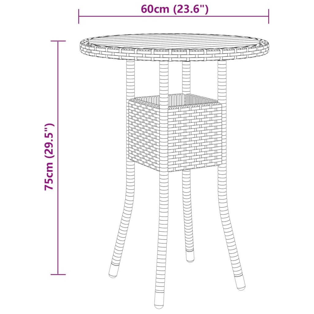 vidaXL Juego de comedor para jardín 3 piezas ratán sintético negro