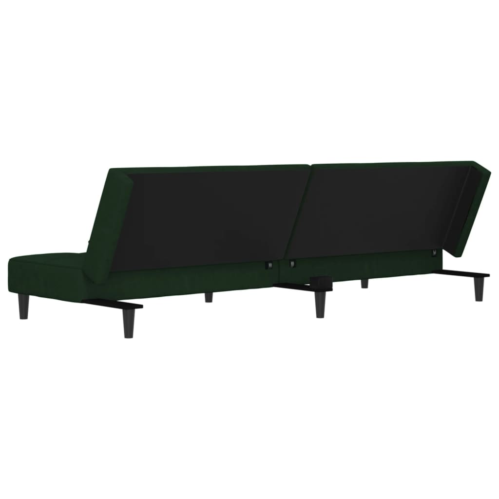 vidaXL Sofá cama de 2 plazas con dos almohadas terciopelo verde oscuro