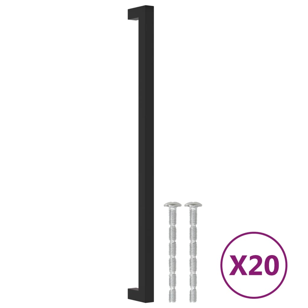 vidaXL Tiradores para armarios 20 uds acero inoxidable negro 320 mm