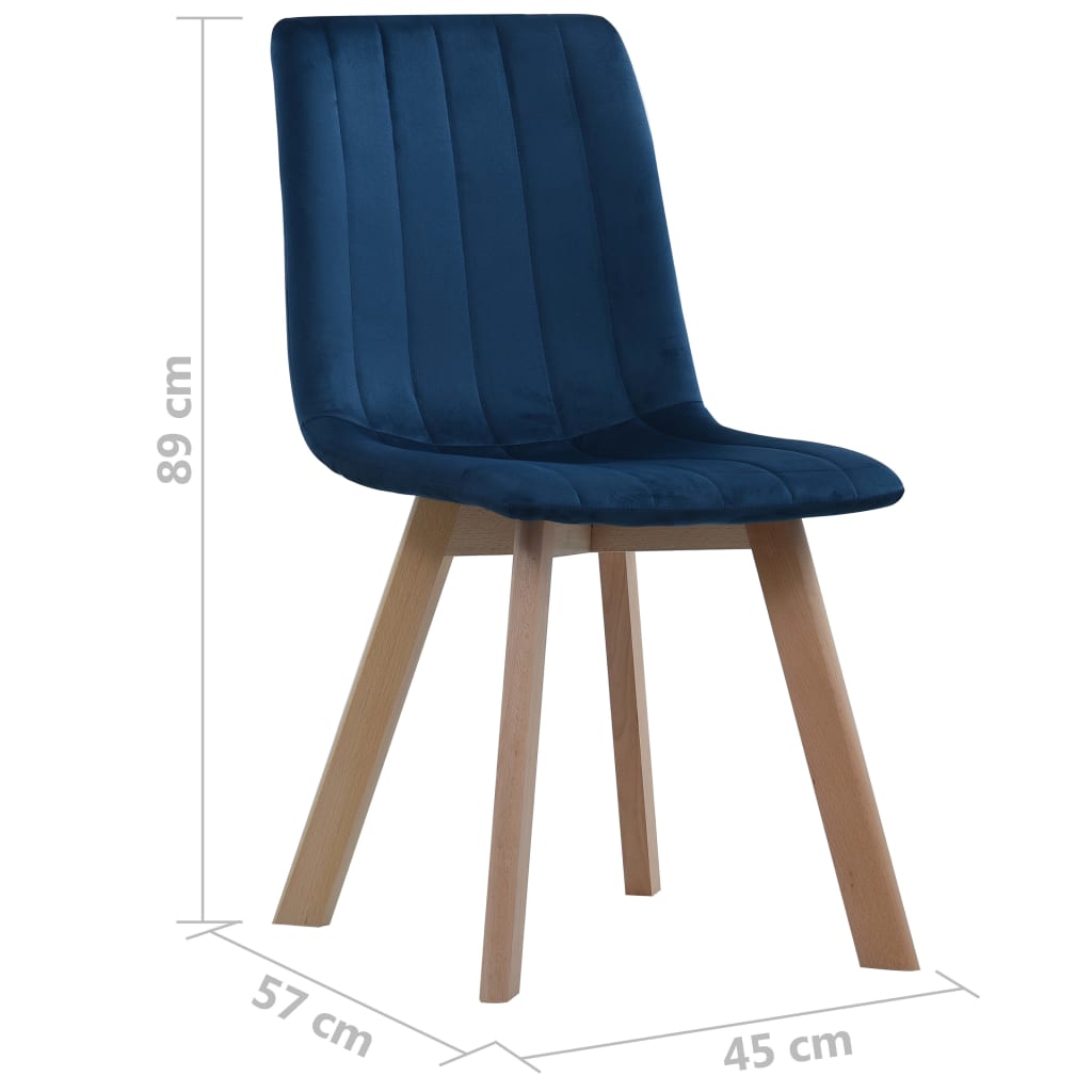 vidaXL Sillas de comedor 2 unidades terciopelo azul