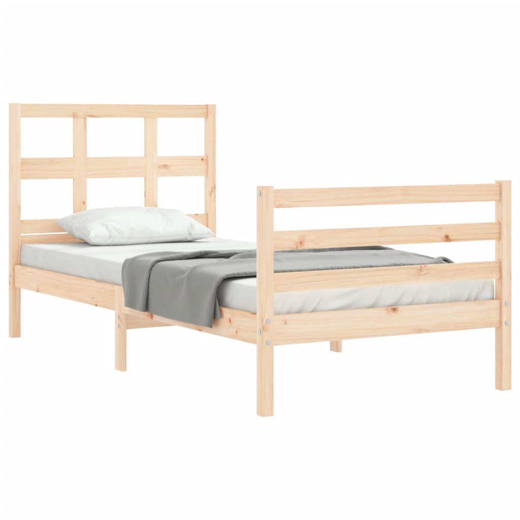 vidaXL Estructura de cama con cabecero madera maciza 100x200 cm