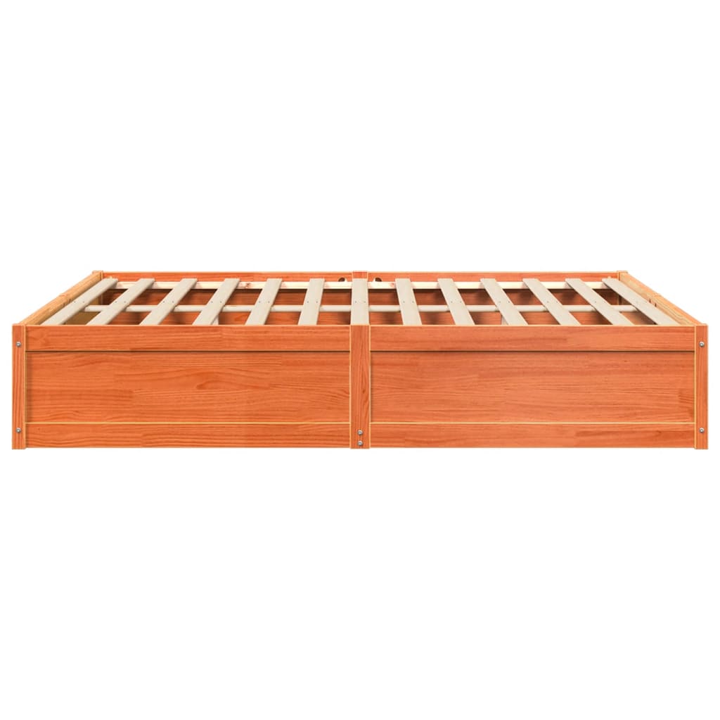 vidaXL Cama sin colchón madera maciza de pino marrón cera 180x200 cm