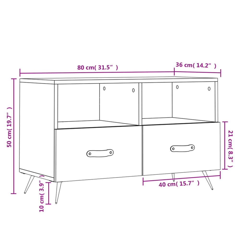 vidaXL Mueble para TV madera contrachapada blanco 80x36x50 cm