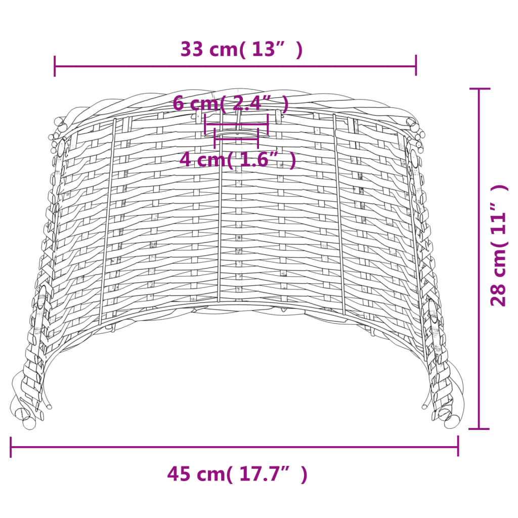 vidaXL Pantalla para lámpara de techo mimbre blanco Ø45x28 cm