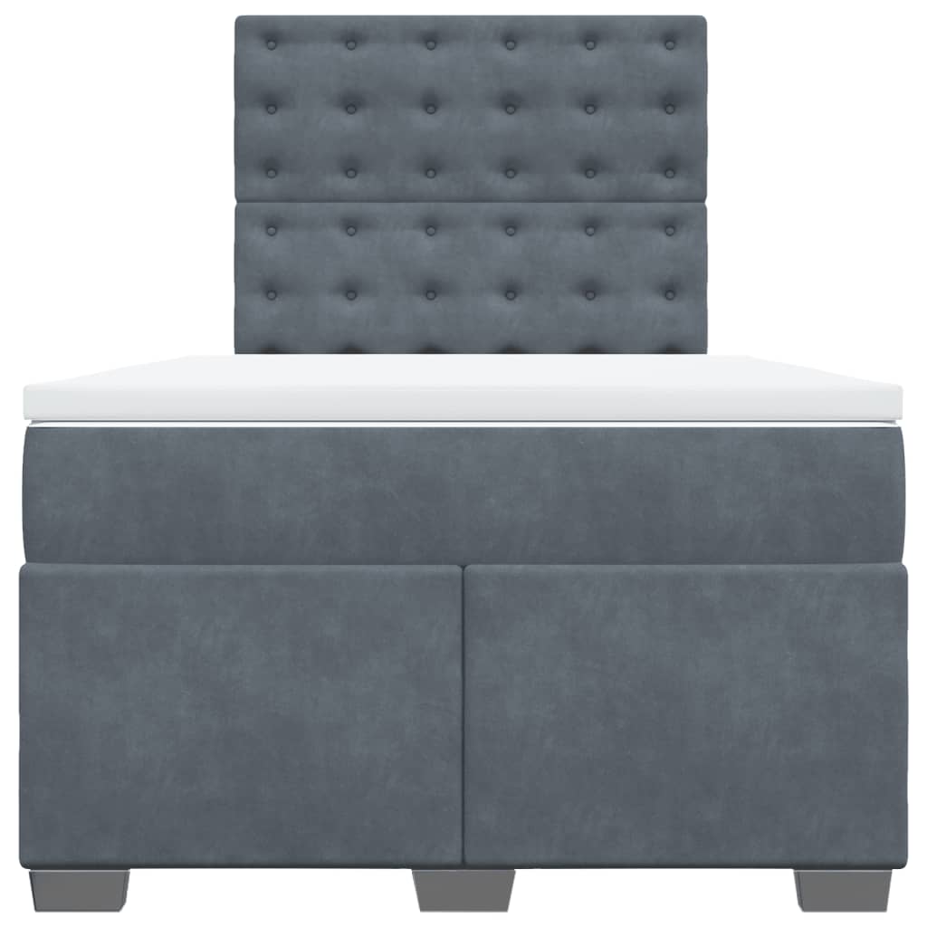 vidaXL Cama box spring con colchón terciopelo gris oscuro 120x200 cm