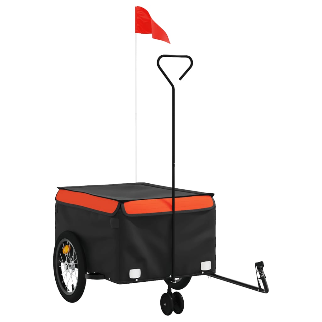 vidaXL Remolque para bicicleta hierro negro y naranja 45 kg