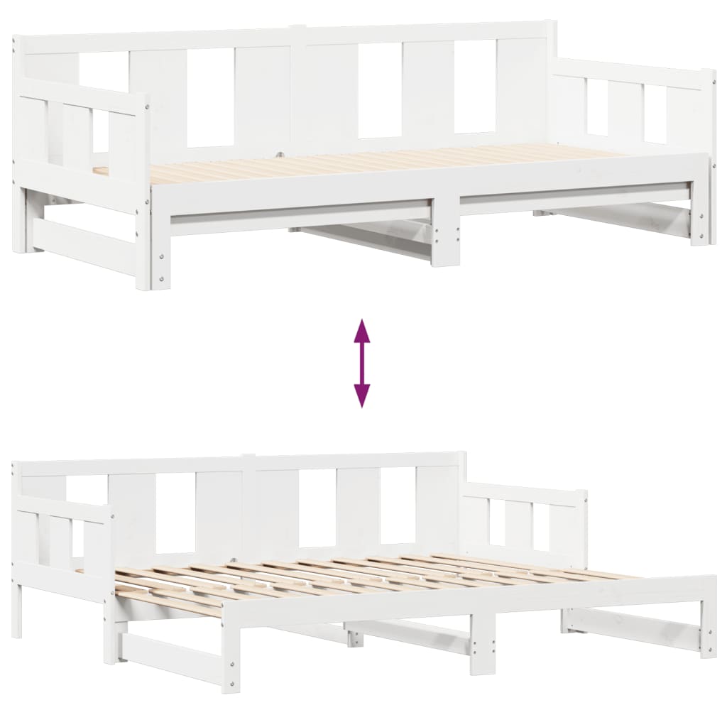 vidaXL Sofá cama nido con cajones madera maciza pino blanca 80x200 cm