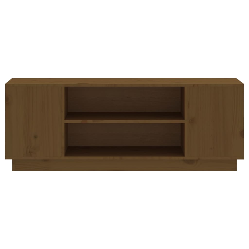 vidaXL Mueble de TV madera maciza de pino marrón miel 110x35x40,5 cm