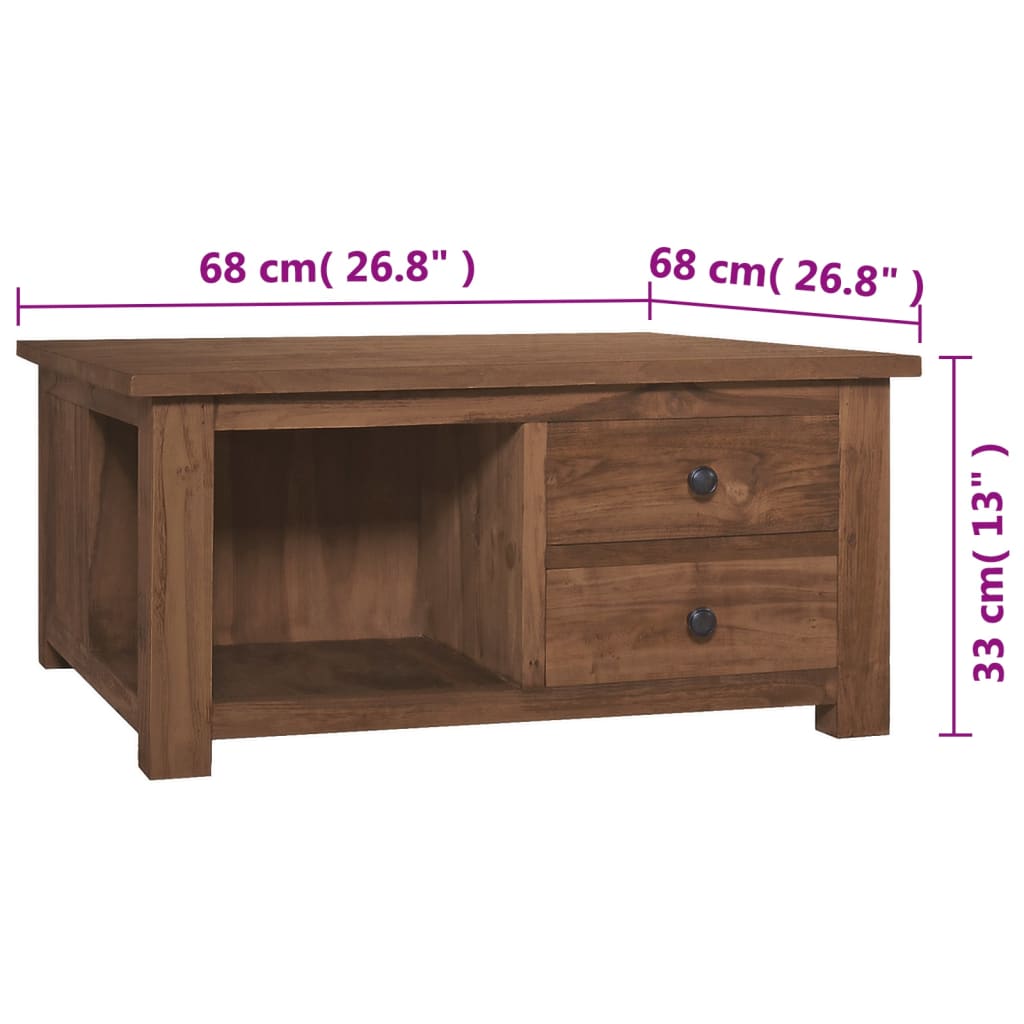 vidaXL Mesa de centro de madera maciza de teca 68x68x33 cm