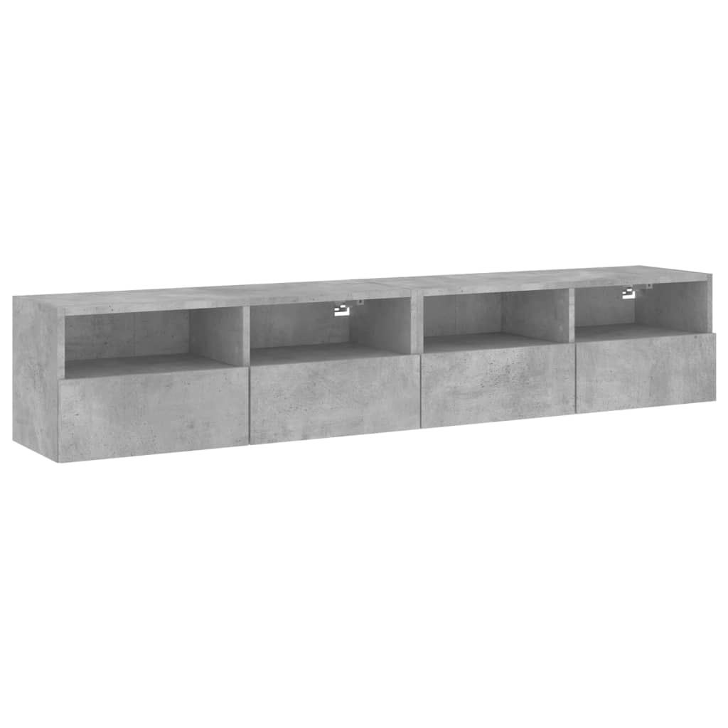 vidaXL Muebles de pared para TV 2 uds madera gris hormigón 80x30x30 cm