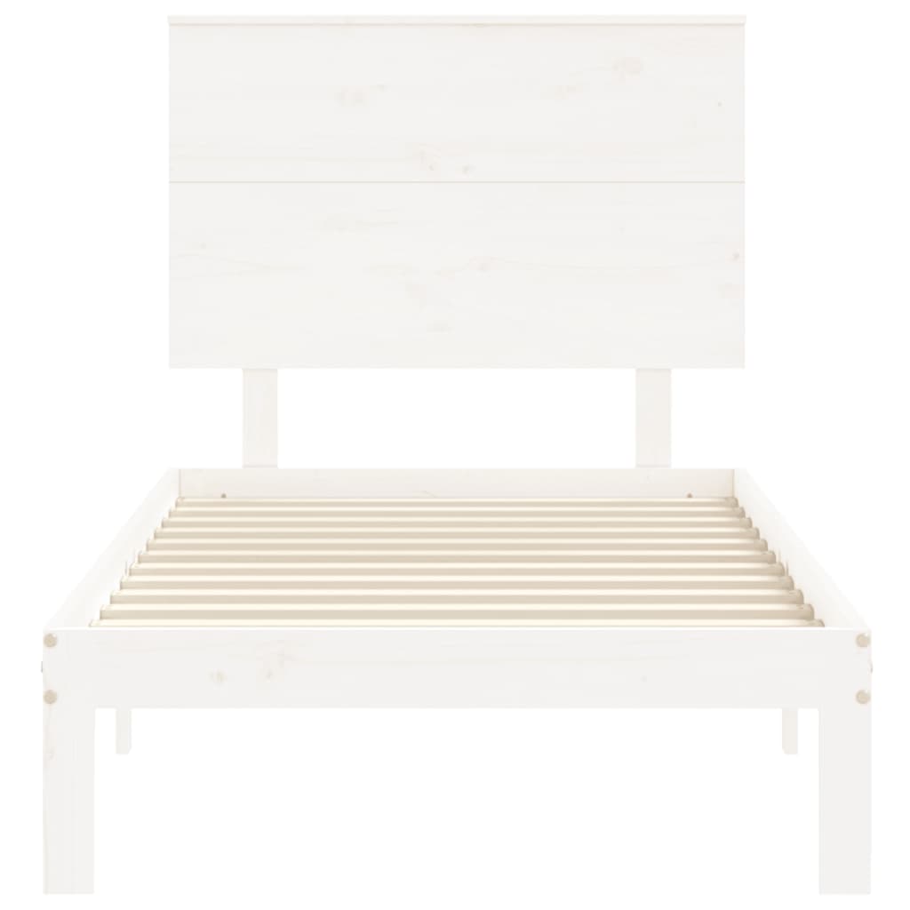 vidaXL Estructura de cama individual con cabecero madera maciza blanco