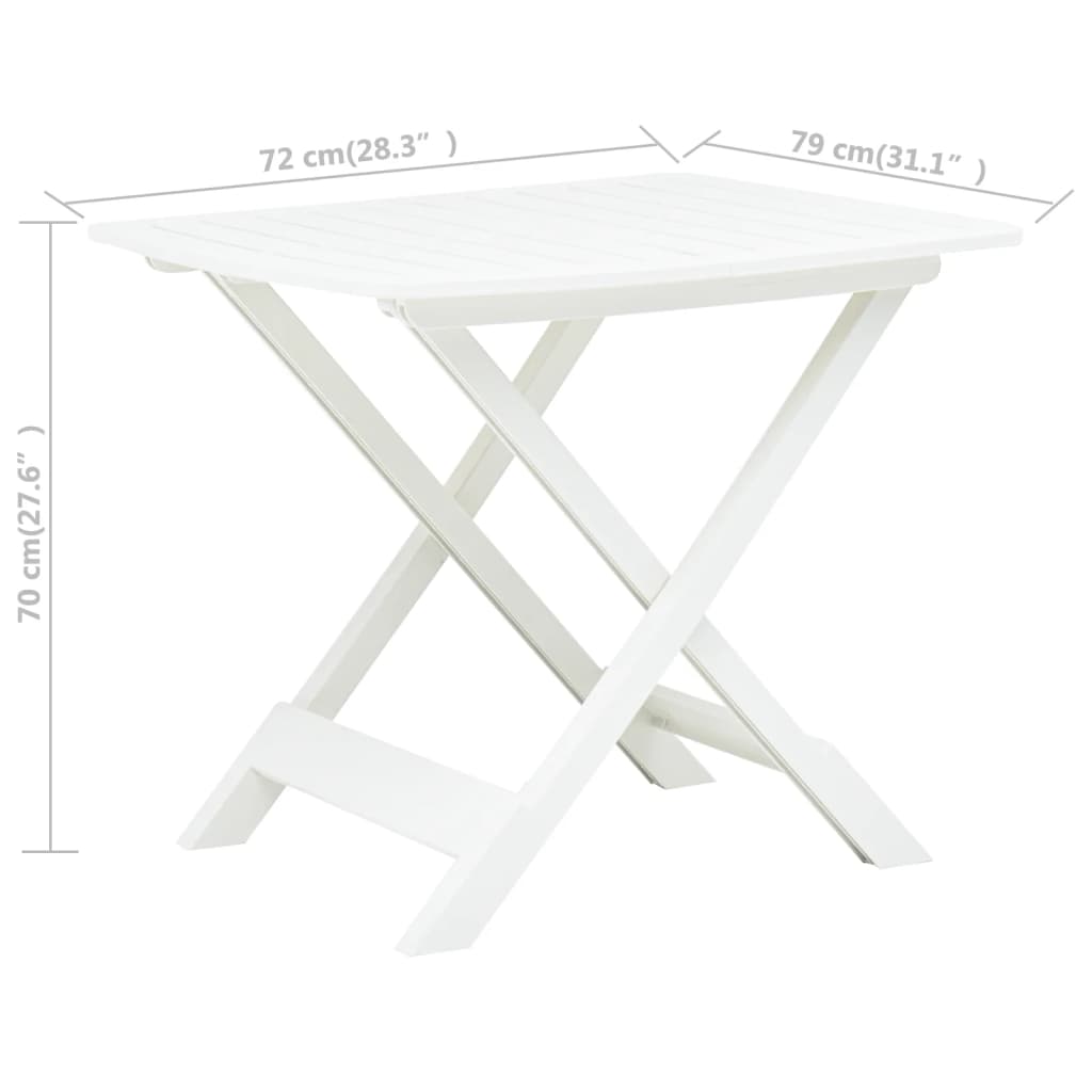 vidaXL Mesa de jardín plegable de plástico blanco 79x72x70 cm