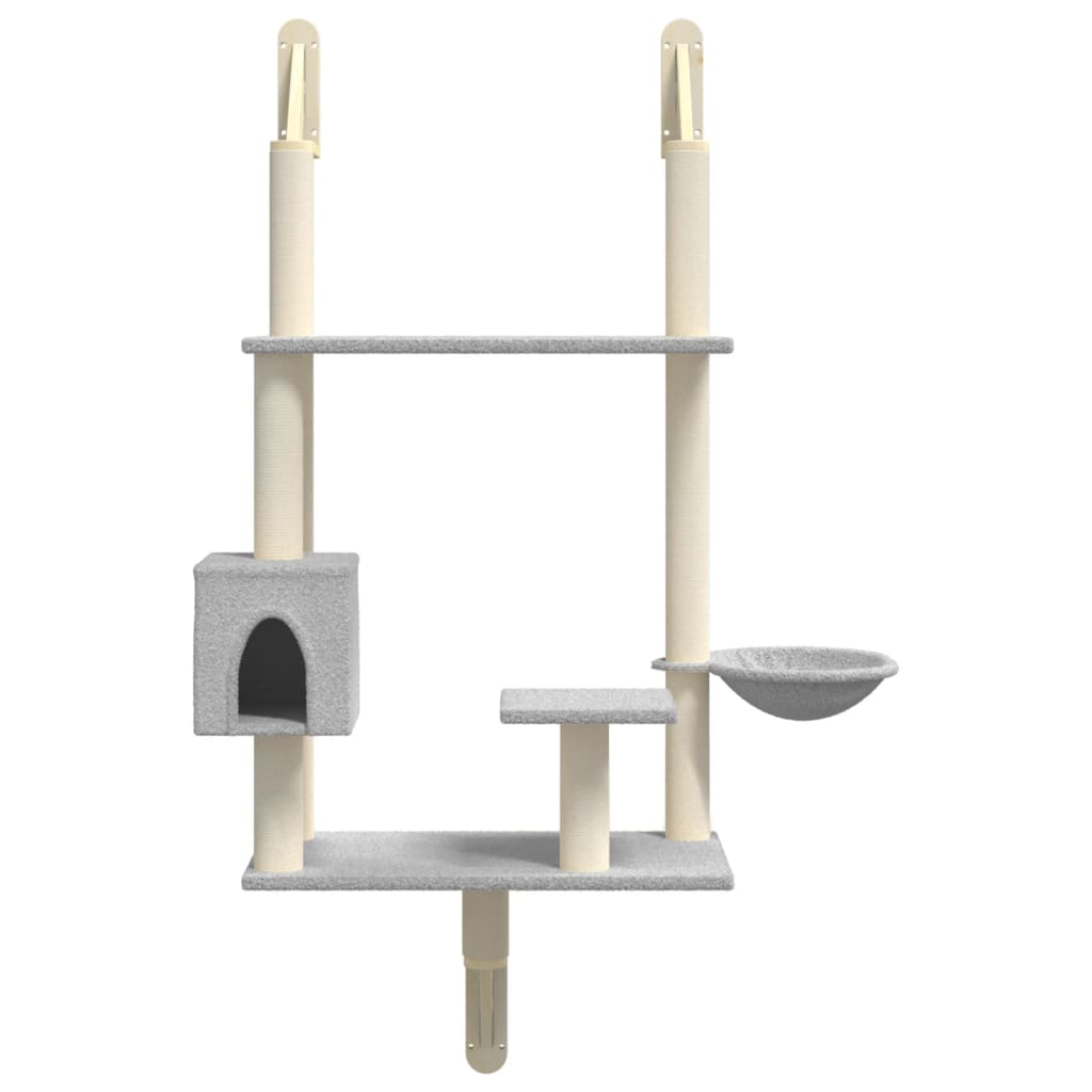 vidaXL Árbol rascador para gatos de pared gris claro 153 cm