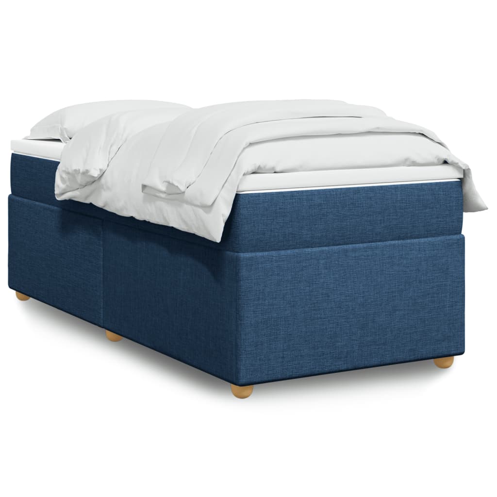 vidaXL Cama box spring con colchón tela azul 90x200 cm