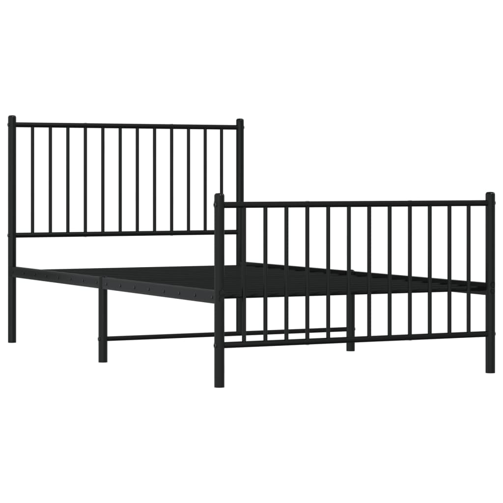 vidaXL Estructura cama sin colchón con estribo metal negro 100x190 cm