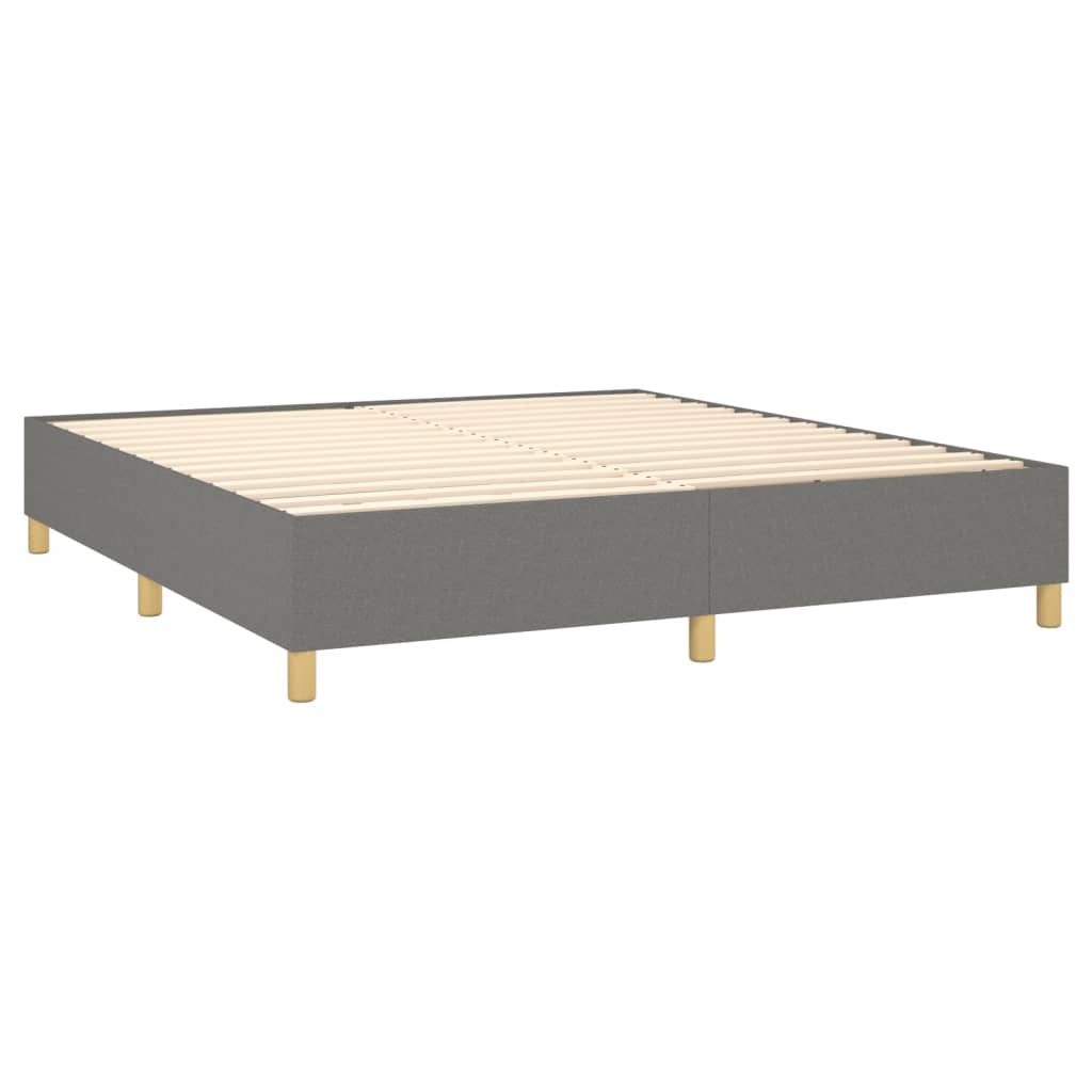 vidaXL Cama box spring colchón y luces LED tela gris oscuro 160x200 cm