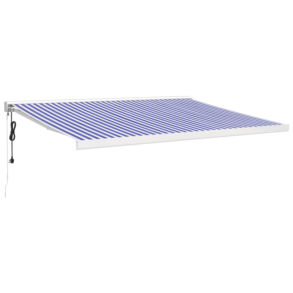 vidaXL Toldo retráctil aluminio y tela azul y blanco 4x3 m