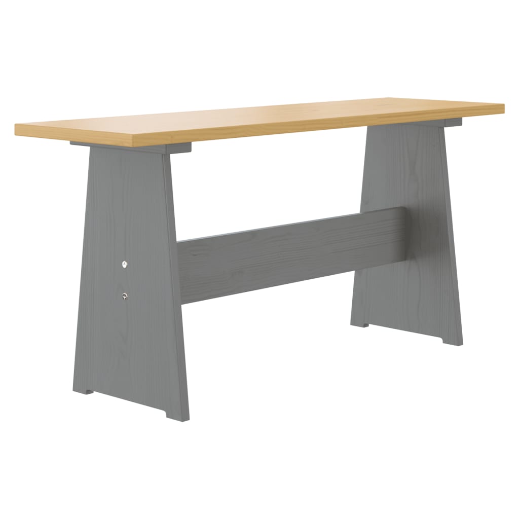 vidaXL Mesa de comedor con banco REINE madera maciza pino marrón gris