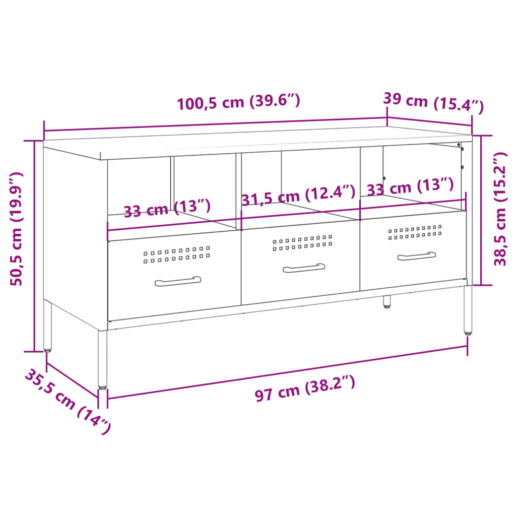 vidaXL Mueble para TV acero rosa 100,5x39x50,5 cm