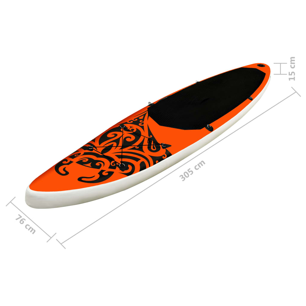 vidaXL Juego de tabla de paddle surf inflable naranja 305x76x15 cm