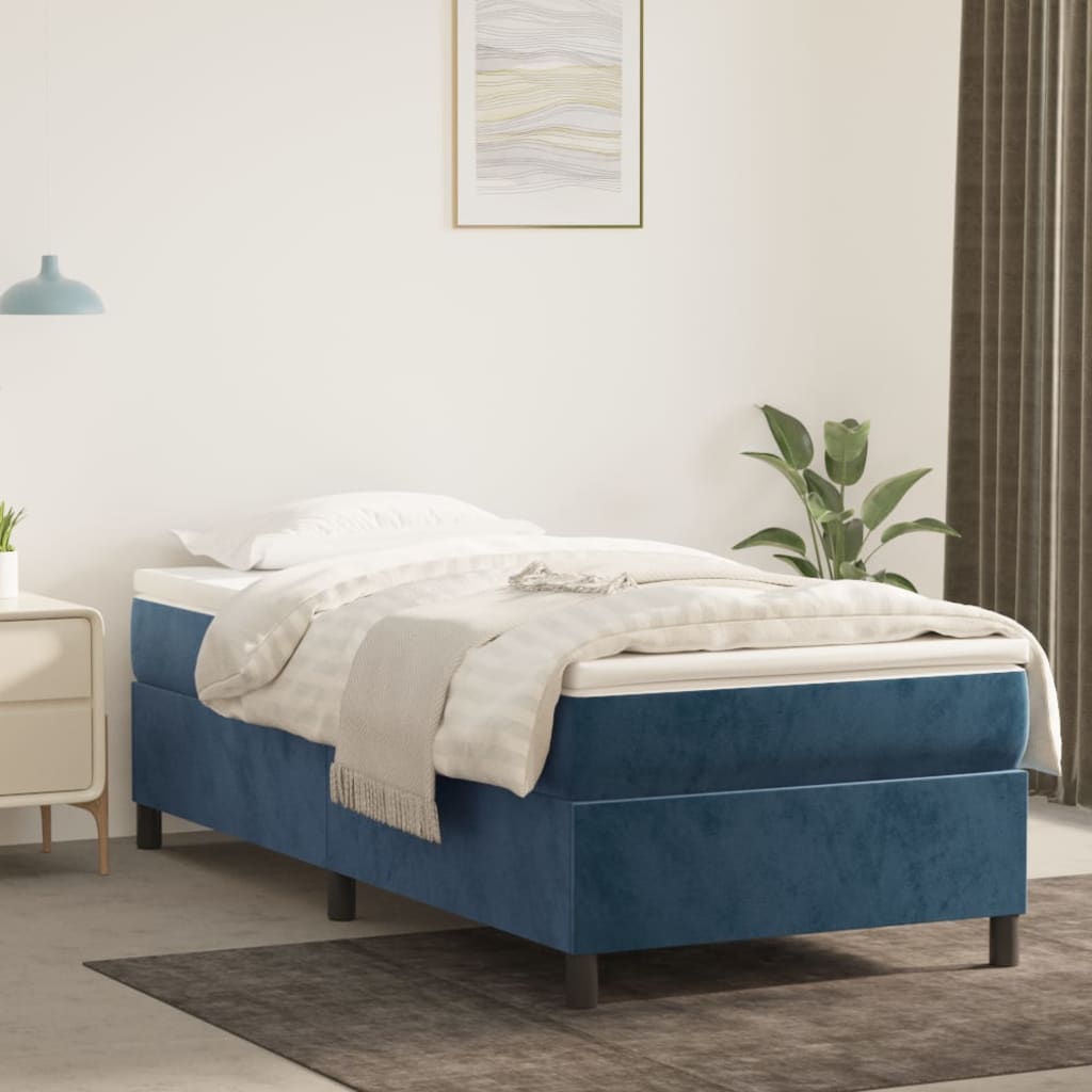 vidaXL Estructura de cama de terciopelo azul 90x190 cm