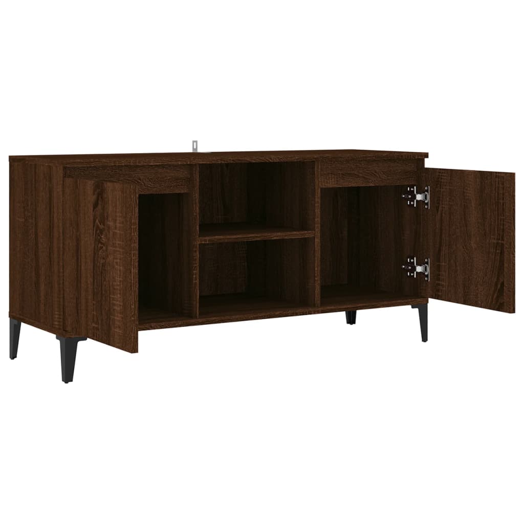 vidaXL Mueble de TV con patas de metal marrón roble 103,5x35x50 cm