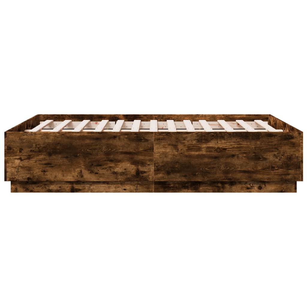 vidaXL Estructura de cama madera de ingeniería roble ahumado 140x190cm
