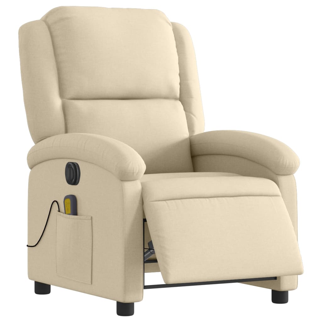 vidaXL Sillón reclinable de masaje eléctrico tela color crema